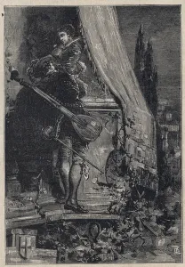 Lucrezia Borgia and Don Gaspare Aversa, count of Procida - engraving from ' Lucrezia Borgia and Don Gaspare Aversa, count of Procida - engraving from '