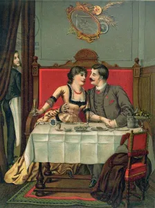Lunch in a private dining room (colour litho) Lunch in a private dining room (colour litho)