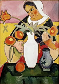 Lute player Painting by August Macke (1887-1914) 1910 Paris, modern art gallery