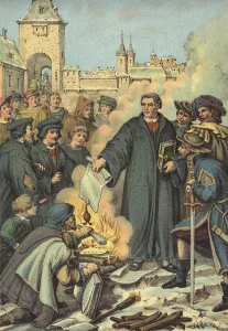 Luther sets fire to the Papal bulls, Wittenberg, 10 December 1520 (chromolitho) Luther sets fire to the Papal bulls, Wittenberg, 10 December 1520 (chromolitho)