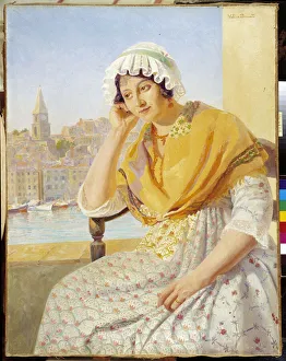 Madame Contencin on the terrace quai de Rive-Neuve in Marseille. Painting by Francois Marius Valere Bernard (1860-1936) Madame Contencin on the terrace quai de Rive-Neuve in Marseille. Painting by Francois Marius Valere Bernard (1860-1936)