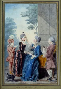 Madame de Roucherolles and her three children Watercolour by Louis Carrogis Carmontelle Madame de Roucherolles and her three children Watercolour by Louis Carrogis Carmontelle