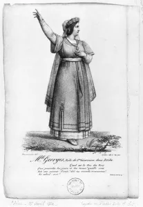 Mademoiselle George in the role of St. Genevieve from Act II, Scene 3 of Attila' Mademoiselle George in the role of St. Genevieve from Act II, Scene 3 of Attila'