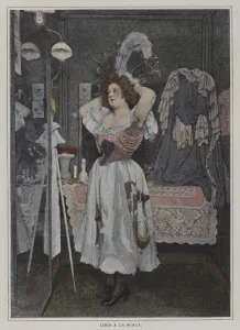 Dressing Room Gallery: Mademoiselle Lidia, French singer at La Scala, Paris (colour photo)