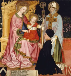 Madonna and Child with the Donor, Pietro de Lardi, Presented by Saint Nicholas, c Madonna and Child with the Donor, Pietro de Lardi, Presented by Saint Nicholas, c