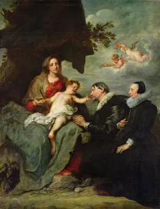 Madonna and Child with Donors (oil on canvas) Madonna and Child with Donors (oil on canvas)