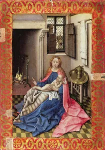 Madonna and Child Before a Fireplace (panel) (part of a diptych, see 73053) Madonna and Child Before a Fireplace (panel) (part of a diptych, see 73053)