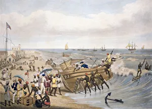 Madras, Embarking, engraved by C. Hunt, 1856 (coloured engraving) Madras, Embarking, engraved by C. Hunt, 1856 (coloured engraving)