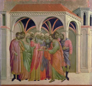 Maesta: Judas Receives Thirty Pieces of Silver, 1308-11 Maesta: Judas Receives Thirty Pieces of Silver, 1308-11