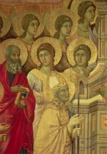 Maesta: Saints, (detail), 1308-11 (tempera on panel) Maesta: Saints, (detail), 1308-11 (tempera on panel)