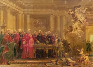 The Magistrates of Paris Receiving News of the Peace, 21st June 1763 (oil on canvas) The Magistrates of Paris Receiving News of the Peace, 21st June 1763 (oil on canvas)