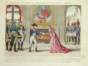 Magnanimity of Emperor Napoleon towards the Princess of Hatzfeld, 1806 (colour litho) Magnanimity of Emperor Napoleon towards the Princess of Hatzfeld, 1806 (colour litho)