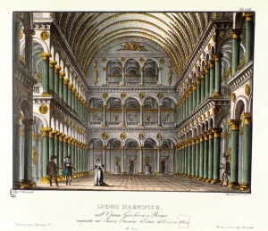 A magnificent place: grand palace hall vaulted. Scenography in 1829 for the opera A magnificent place: grand palace hall vaulted. Scenography in 1829 for the opera