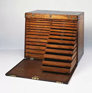 A mahogany travelling chest, 19th century, the interior fitted with twenty-six specimen