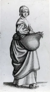 Maid returning from market, 1640 (etching) Maid returning from market, 1640 (etching)