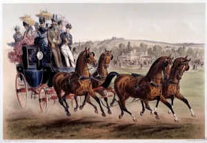 Mail coach, the return of races Print by Albert Adam (1833 Mail coach, the return of races Print by Albert Adam (1833