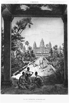 Main facade of Angkor Wat, illustration from Atlas du voyage d'