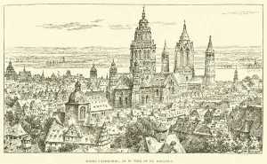 Mainz Cathedral, as in time of St Ignatius (engraving) Mainz Cathedral, as in time of St Ignatius (engraving)