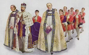 His Majesty the King entering the Abbey (colour litho)