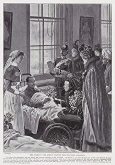 Pretoria Collection: Her Majesty the Queen visiting her wounded soldiers (litho)