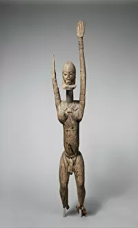 Mali Gallery: Male Figure with Raised Arms, 14th-17th century (wood, patina)
