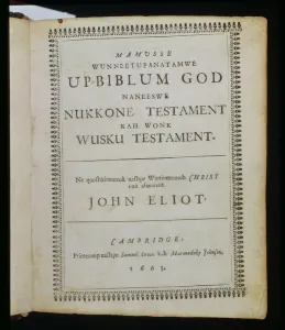 Mamusse Wunneetupanatamwe up-Biblum God ('The-Whole Holy his-Bible God' Mamusse Wunneetupanatamwe up-Biblum God ('The-Whole Holy his-Bible God'