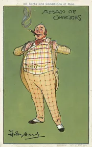 A man of cheques: a fat wealthy man wearing a checked suit (chromolitho) A man of cheques: a fat wealthy man wearing a checked suit (chromolitho)