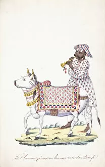 A man with his ox, c. 1825 (pencil, pen, black ink, w / c, on Whatman paper)