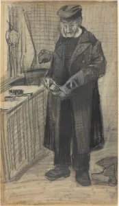 Man Polishing a Boot, 1882 (black chalk and gray wash, with white heightening Man Polishing a Boot, 1882 (black chalk and gray wash, with white heightening