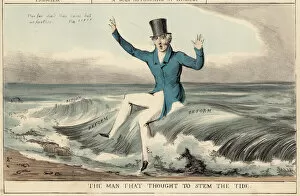 The man that thought to stem the tide of Reform, The Duke Of Wellington (colour litho)
