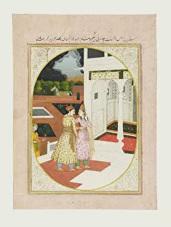 Giardini Collection: Man and a woman in a palace, 19th century (gouache with gold on paper)