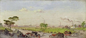 Stagecoach Collection: Manchester from Belle Vue, 1861 (oil on panel)