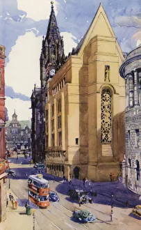 Central Library Gallery: Manchester Town Hall and Central Library (colour litho)