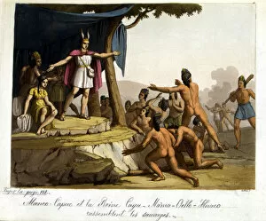 Manco-Capac and Queen Caya gather the Indians (Incas) - in ' The Old and Modern Costume' by Jules Ferrario