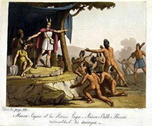 Manco-Capac and Queen Caya gather the Indians (Incas) - in ' The Old and Modern Costume' by Jules Ferrario Manco-Capac and Queen Caya gather the Indians (Incas) - in ' The Old and Modern Costume' by Jules Ferrario