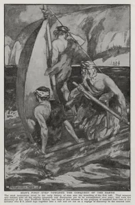 Man's first step towards the conquest of the earth (litho) Man's first step towards the conquest of the earth (litho)