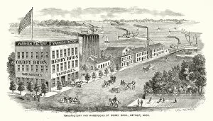 Manufactory and Warerooms of Berry Bros, Detroit, Michigan (engraving)