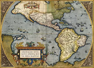 Early Seventeenth Century Gallery: A Map of America, 1612 (hand-coloured engraving)
