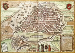 Flemish Region Gallery: Map of Antwerp (engraving, 16th century)
