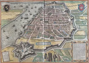 Flemish Region Gallery: Map of Anvers (Antverpia), Belgique (etching, 1572-1617)