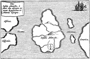 Map of Atlantis, from Mundus Subterraneus, 1665-68 (engraving) Map of Atlantis, from Mundus Subterraneus, 1665-68 (engraving)