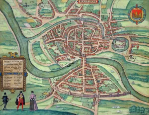 Map of Bristol, from Civitates Orbis Terrarum by Georg Braun (1541-1622 Map of Bristol, from Civitates Orbis Terrarum by Georg Braun (1541-1622
