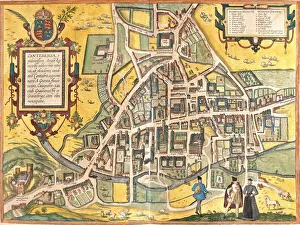 Map of Cambridge (Cantebrigia), England (etching, 1572-1617) Map of Cambridge (Cantebrigia), England (etching, 1572-1617)