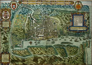 Panaji Collection: Map of the City and Portuguese Port of Goa, India, 1595 (engraving