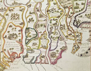Africa Gallery: Map of the Coast of Africa and the River Gambia, 1622 (coloured engraving)
