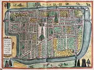 Draw Gallery: map of Delft, Netherlands, 1617 (engraving)