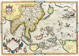 Maps Collection: Map of East India and South East Asian territory, 1570 (engraving)
