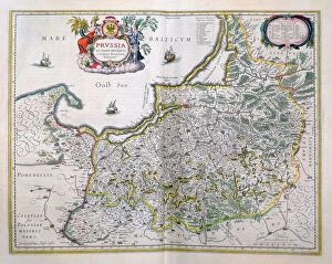 Maps (celestial & Terrestrial) Gallery: Map of East Prussia. from Le Theatre du Monde or Nouvel Atlas, 1645 (coloured engraving)
