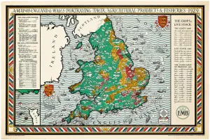English Text Gallery: A Map of England and Wales, 1928 (colour litho)