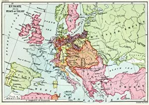 Treaty Gallery: Map of Europe after the Peace of Tilsit in 1807, from A Short History of the